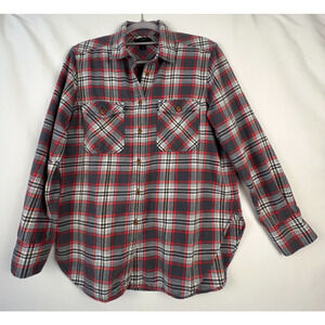 J CREW Shirt Womens Gray Coral Size 8 Flannel Plaid Mom Wife Hiking Cowgirl West